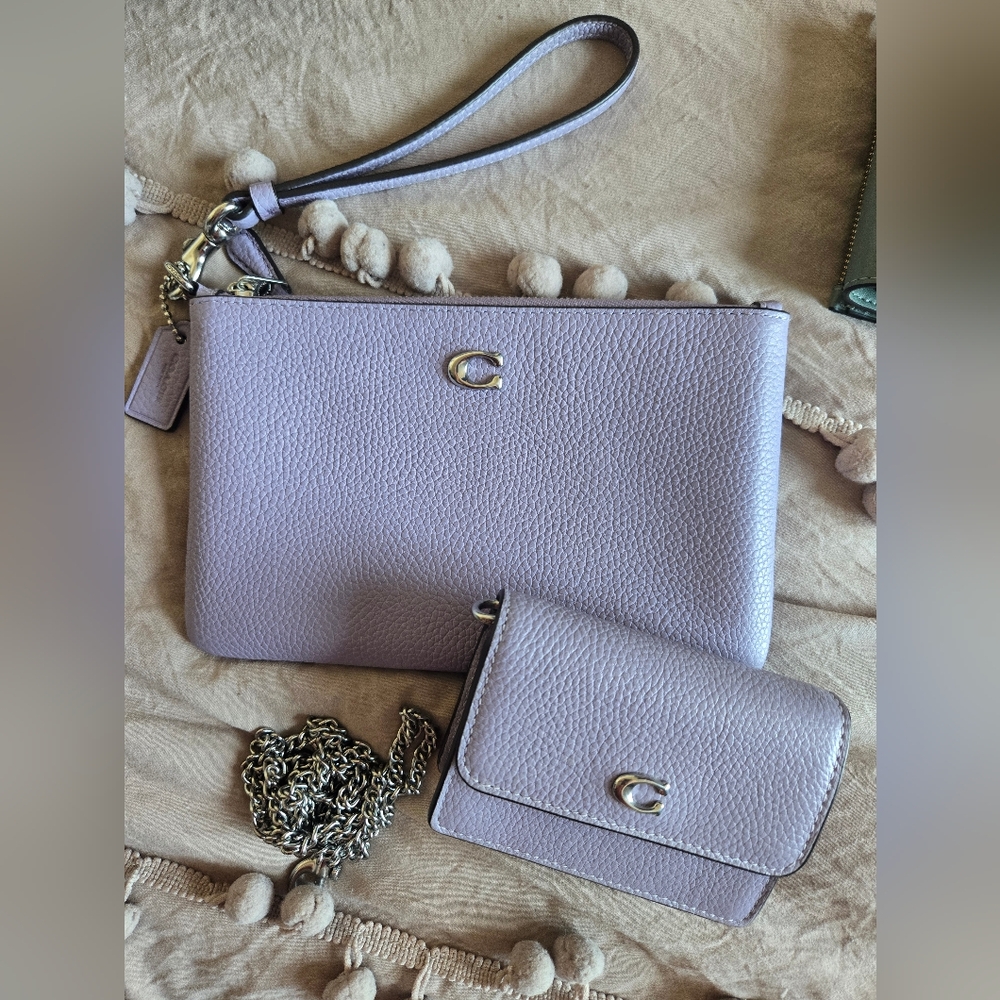Coach Light Purple Wristlet and Wallet Set